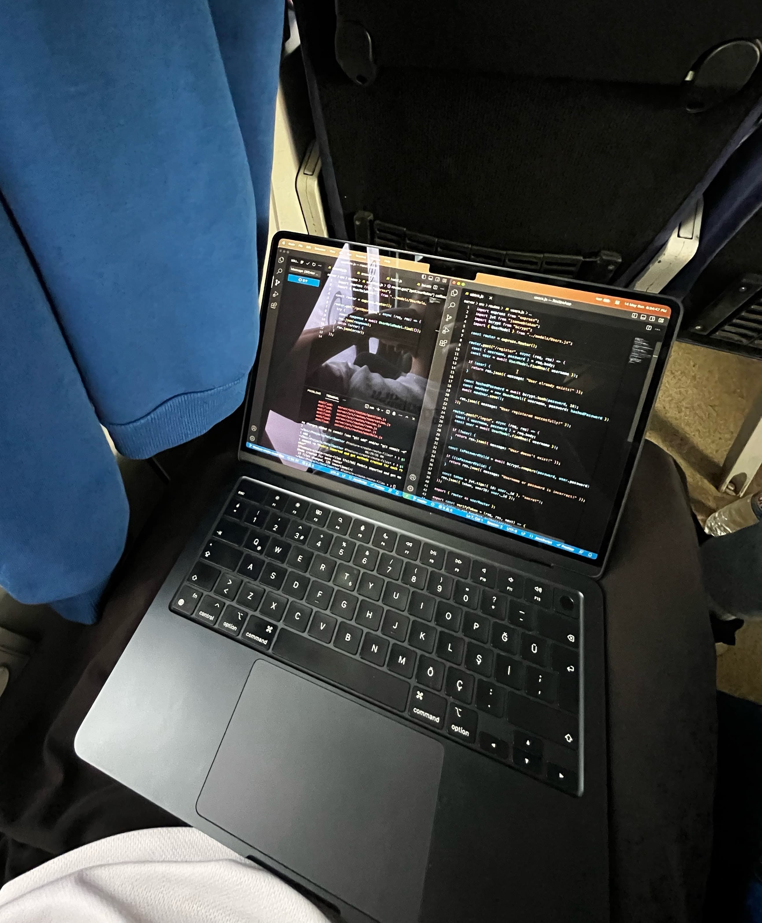 Me coding in the train
